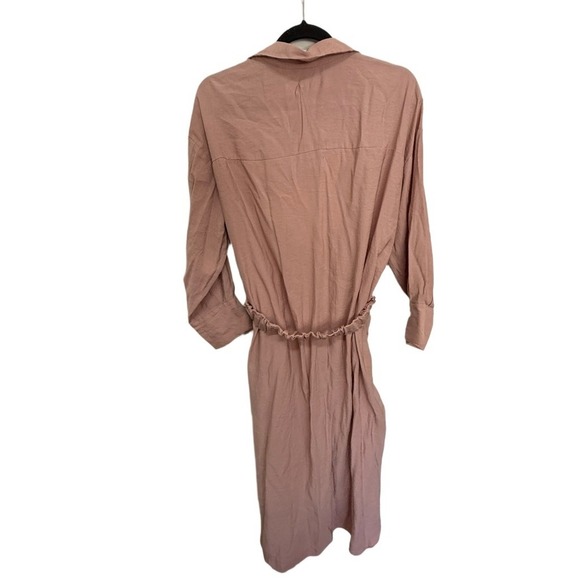 Zara Oversized Mauve Pink Shirt Long Sleeve Dress with Belt Size Large - Picture 5 of 7